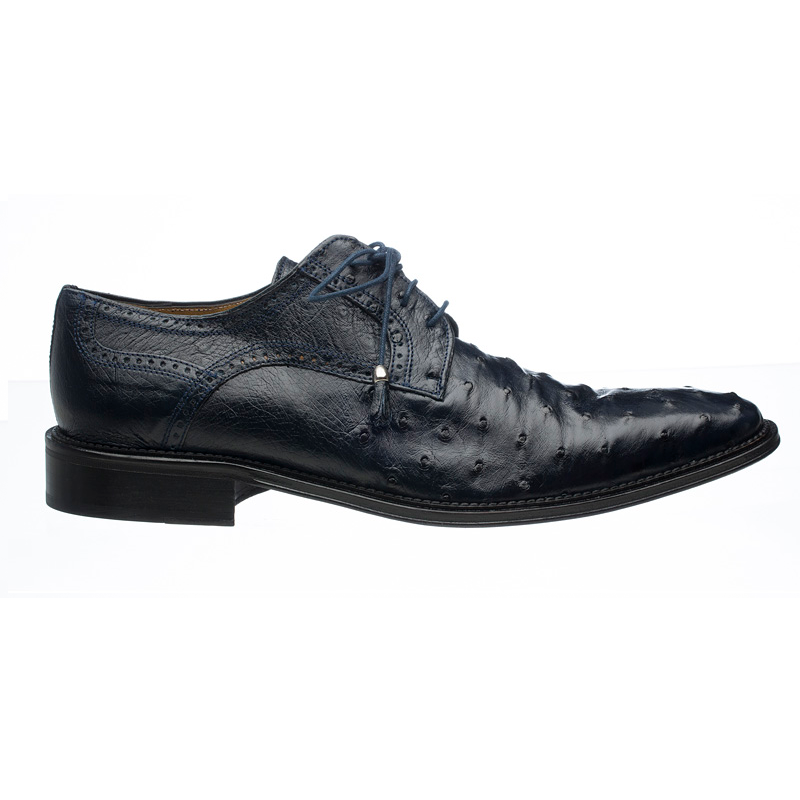Ferrini 214M Ostrich Quill Lace Up Shoes Navy Image