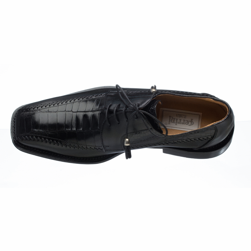 Ferrini 3746 Belly Caiman Calfskin Bicycle Toe Shoes Black Image