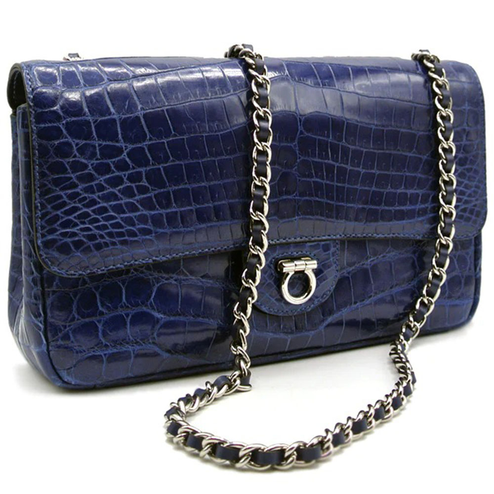 Gracen Charlotte Nile Crocodile Women's Handbag Blue Image