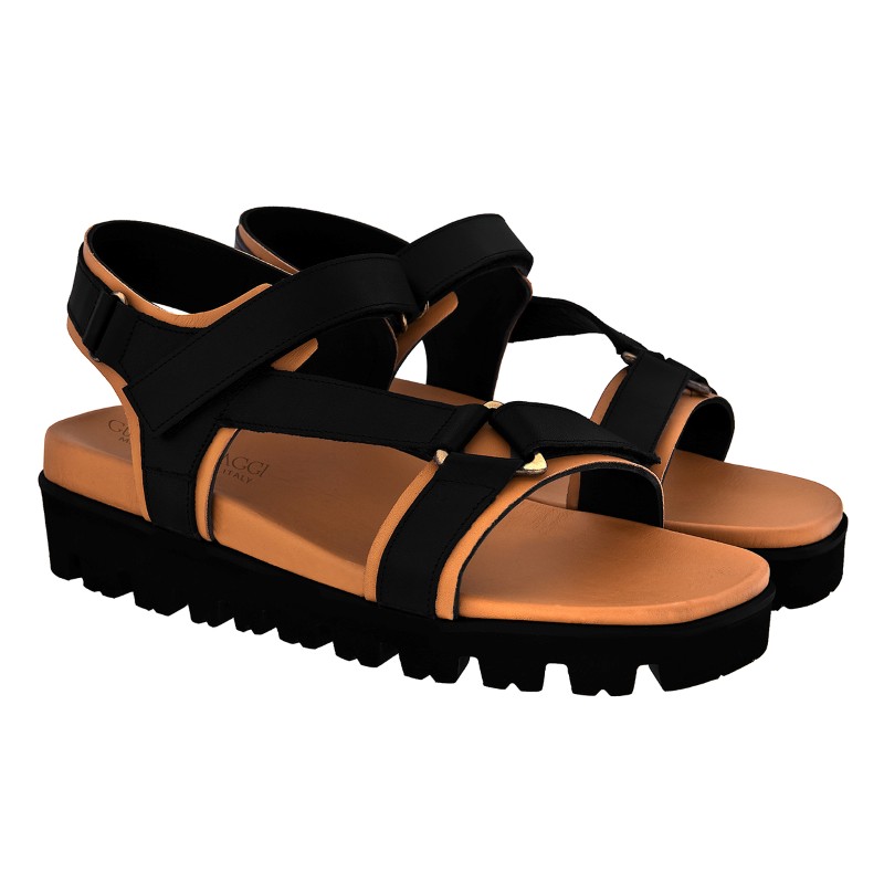 Guido Maggi Bora Bora Full Grain Sandals Black Image