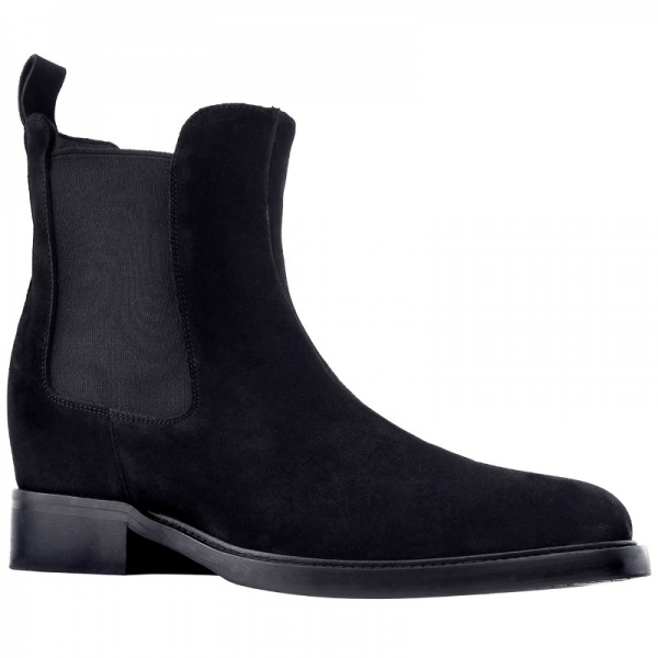 Guido Maggi Chelsea Calf Leather Boots Black Suede | MensDesignerShoe.com