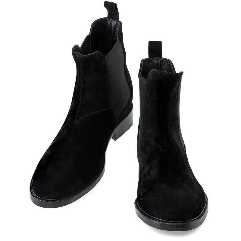 Guido Maggi Chelsea Calf Leather Boots Black Suede Image