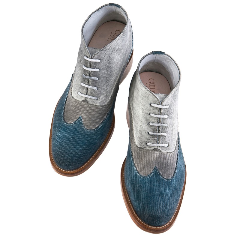 Guido Maggi Miami Organic Cotton Boots White Grey and Blue Image