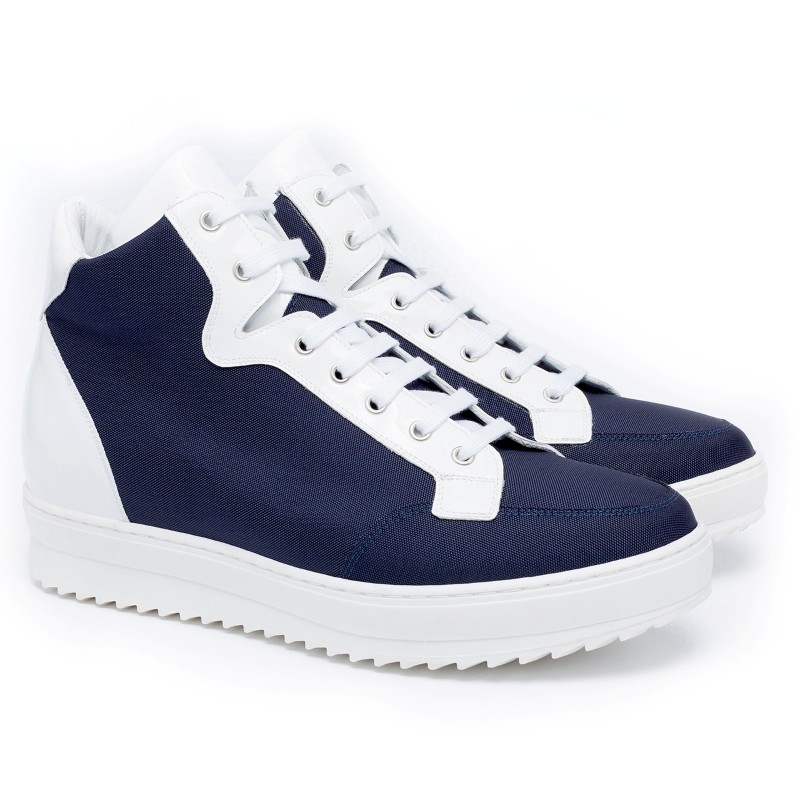 Guido Maggi Mykonos Technical Fabric Shoes Navy Blue and Shiny White Image