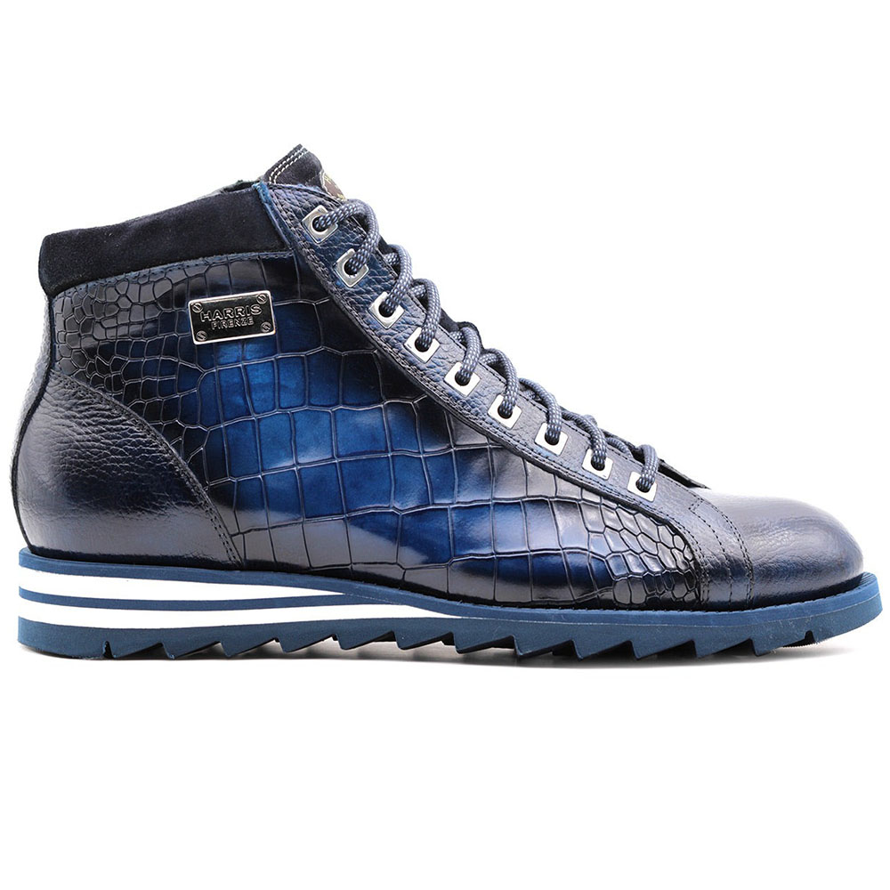 Harris Firenze 1913 Calfskin Leather Ankle Boots Blue Image
