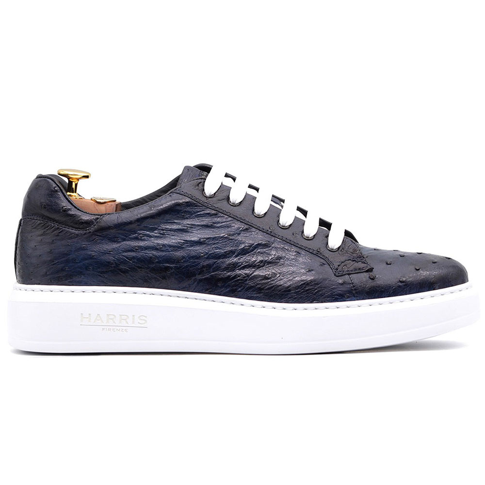 Harris Firenze 1913 Ostrich Leather Sneakers Blue Image