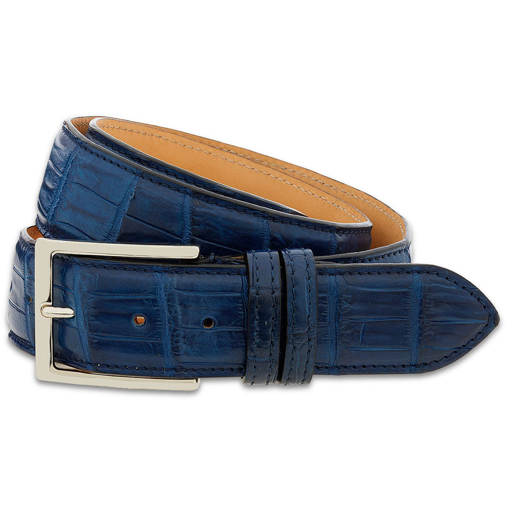 Harris Shoes 1913 Genuine Crocodile Leather Belt Azurro Image