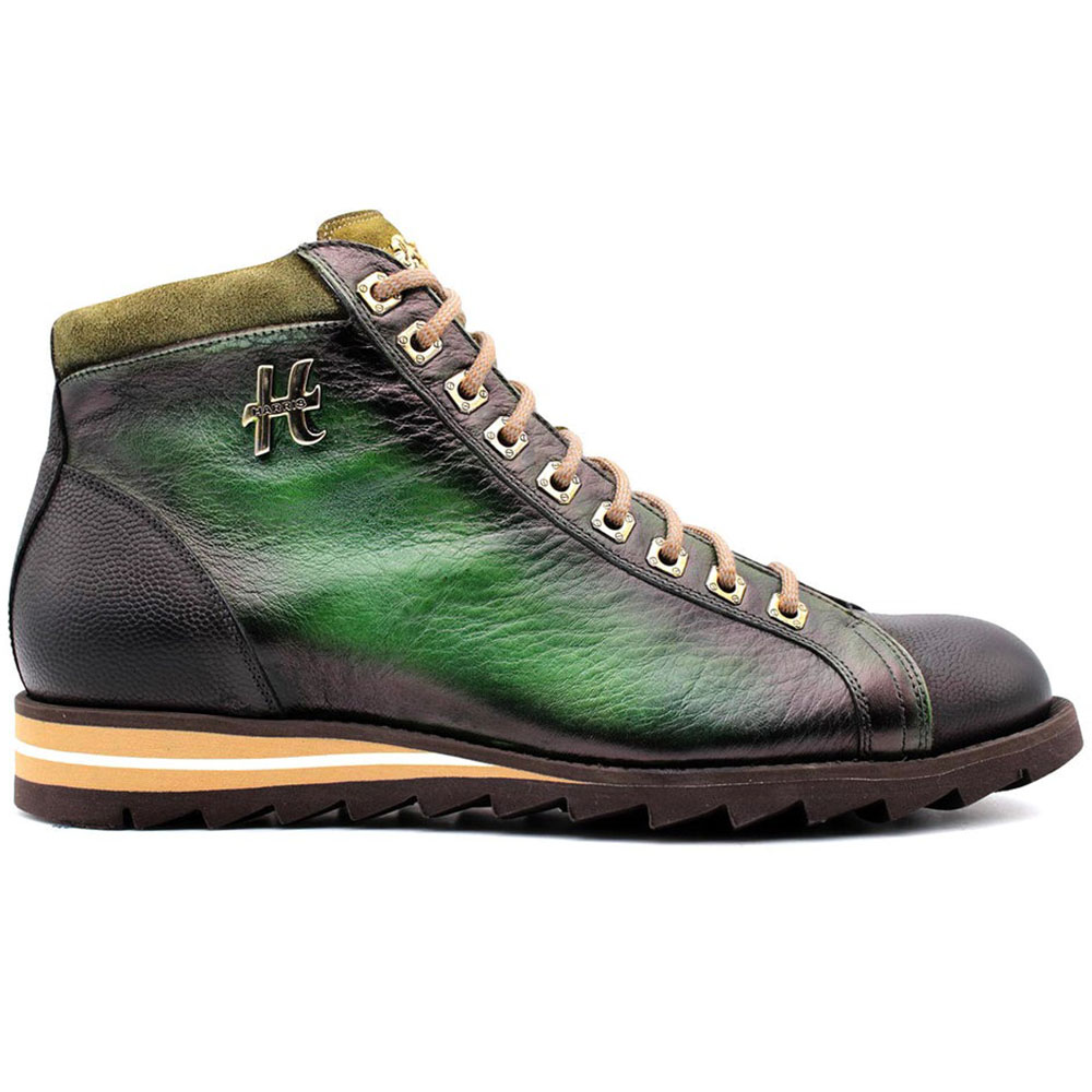 Harris Shoes 1913 Leather Ankle Boots Green/ Black Image