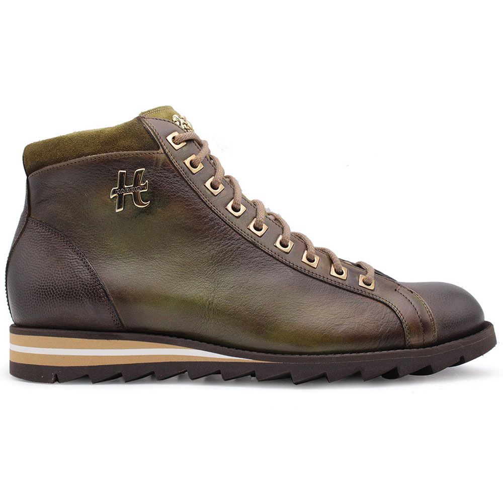 Harris Shoes 1913 Leather Ankle Boots Green/ Brown Image