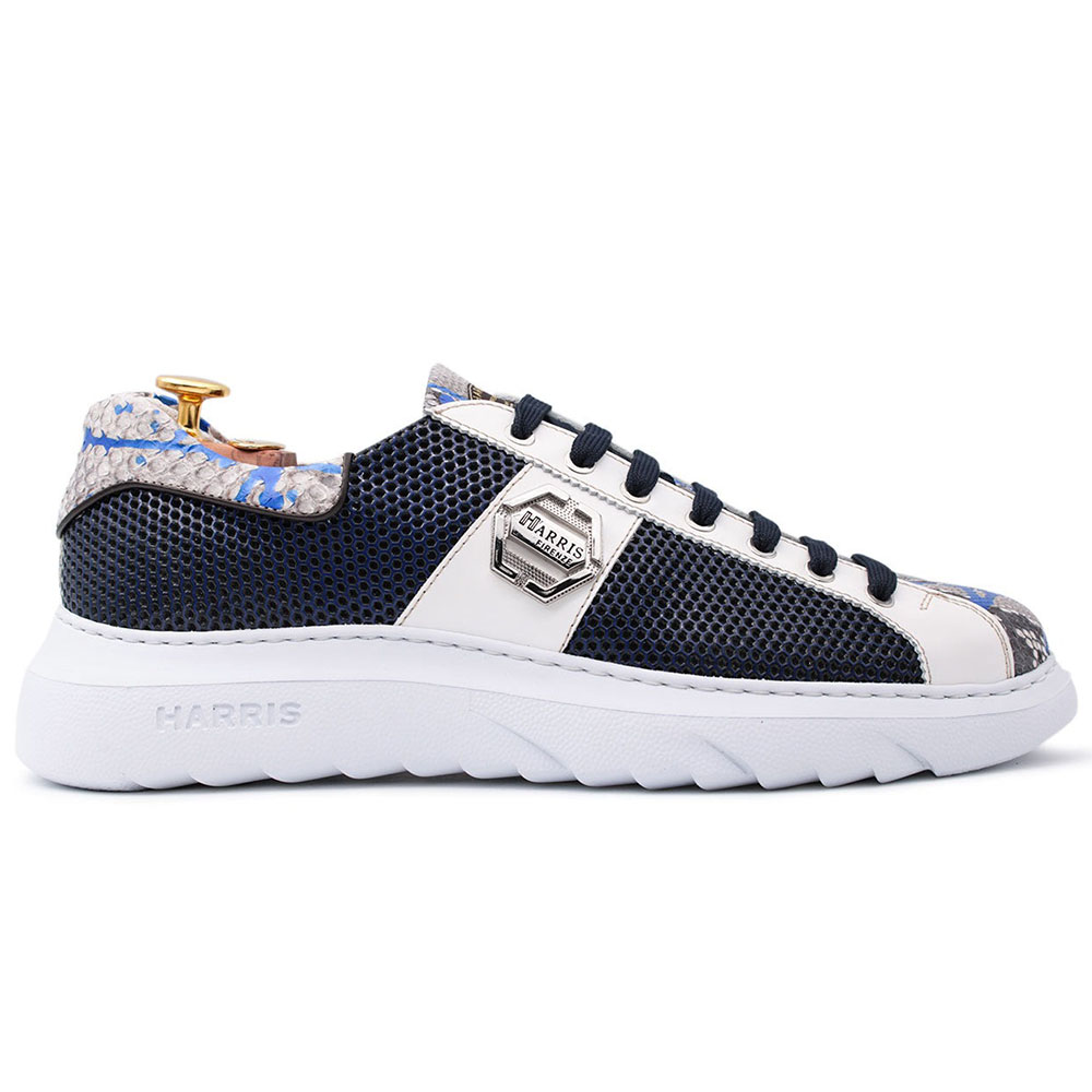 Harris Shoes 1913 Leather Low Top Sneakers Blue Image