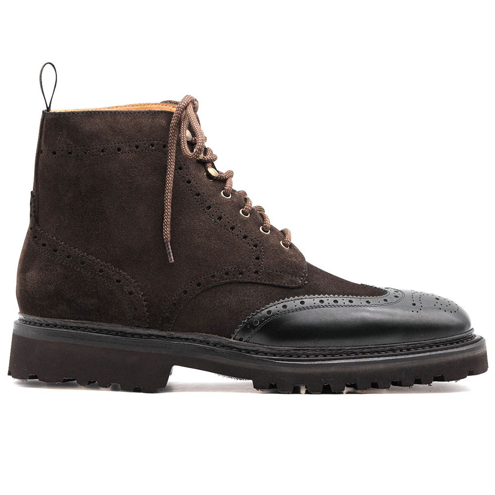 Harris Shoes 1913 Leather/ Suede Wingtip Boots Brown Image