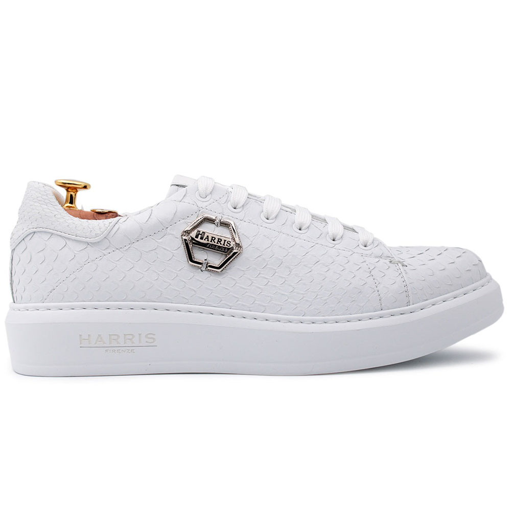 Harris Shoes 1913 Natural Python Leather Sneakers White Image