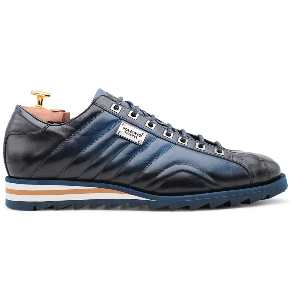 Harris Shoes 1913 Quilted Leather Sneakers Blue | MensDesignerShoe.com