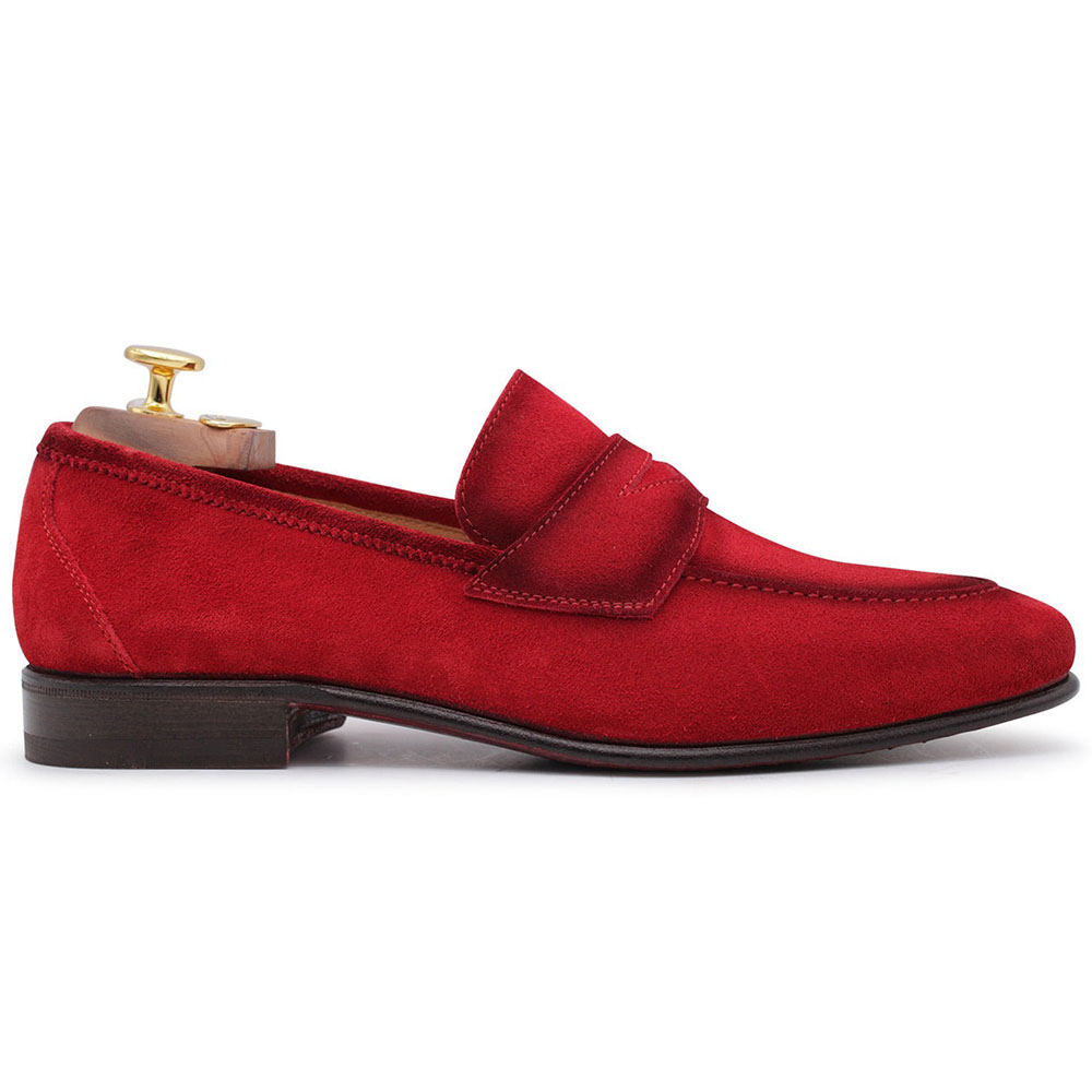 Harris Shoes 1913 Suede Slip-on Loafers Rosso Image