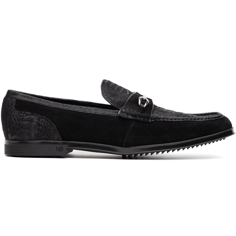 Marco Di Milano Hugo Sueded Ostrich Leg Bit Loafers Black Image