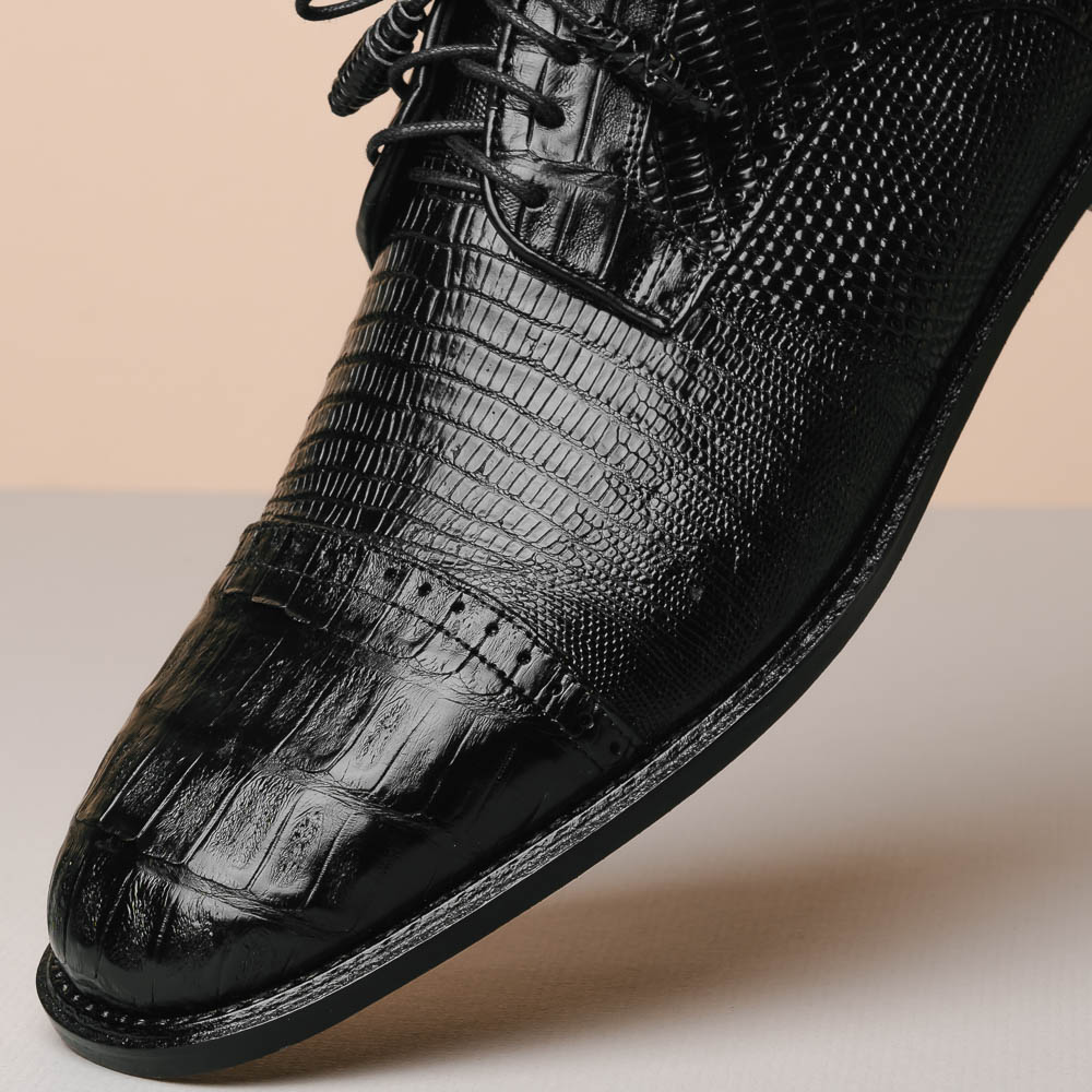 overdrijven Politiek wasmiddel Los Altos Lizard & Caiman Cap Toe Shoes Black | MensDesignerShoe.com
