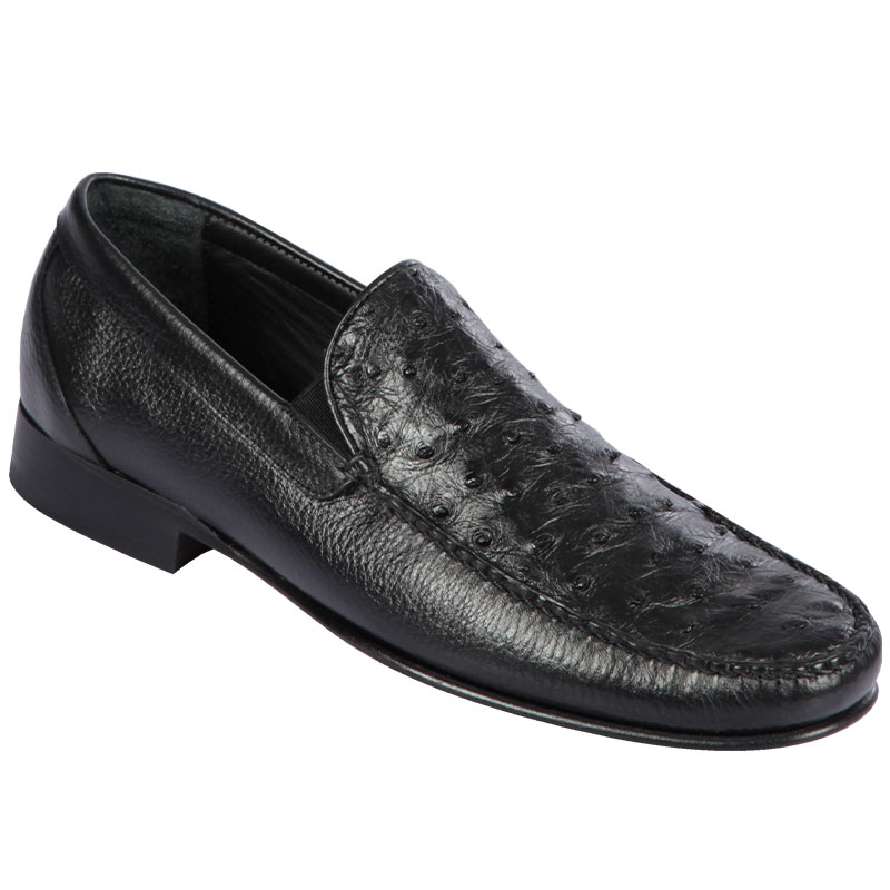 Lombardy Ostrich & Calfskin Loafers Black Image