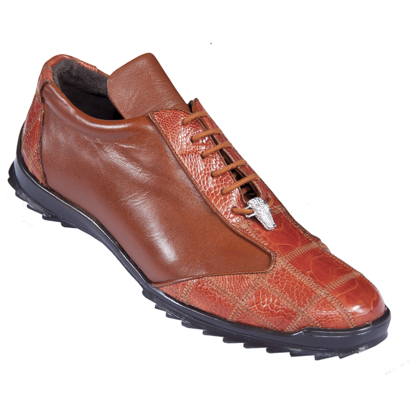 Los Altos Ostrich Sneakers Cognac | MensDesignerShoe.com