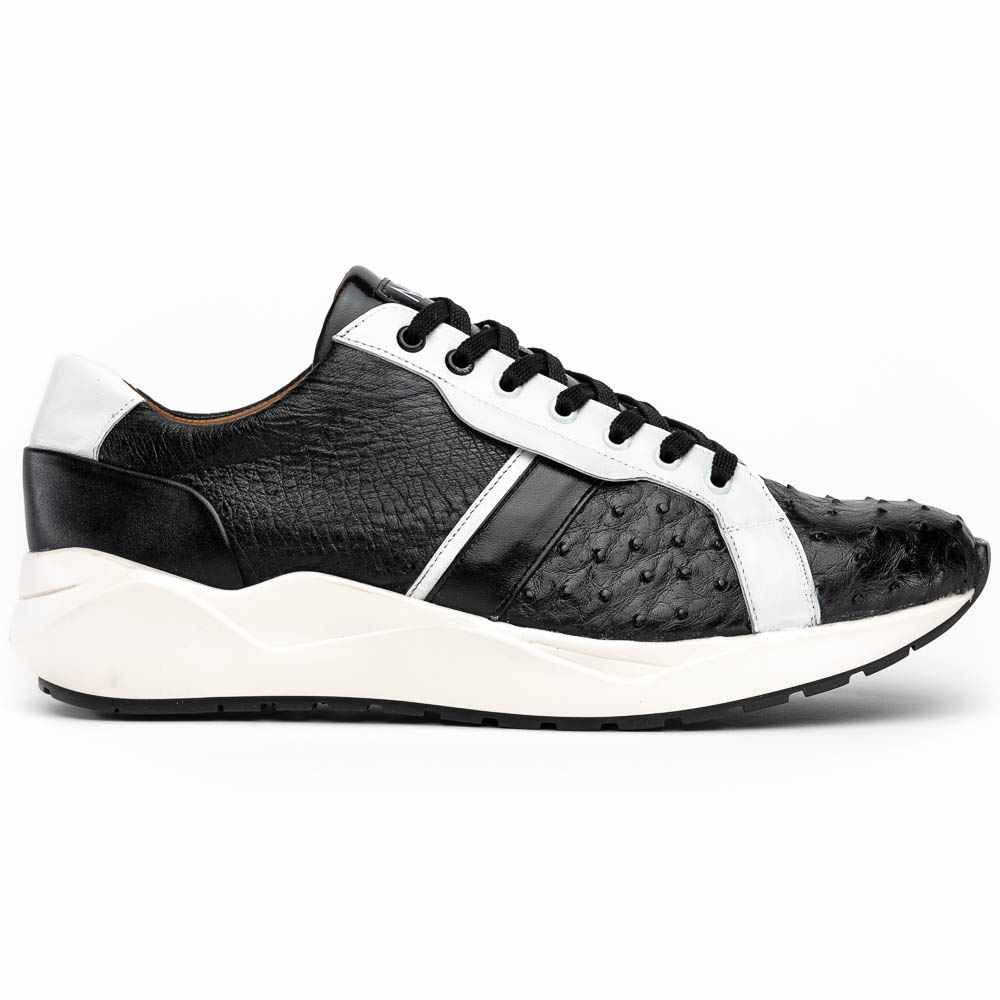 Marco Di Milano Lyon II Ostrich Quill & Calfskin Sneakers Black / White Image