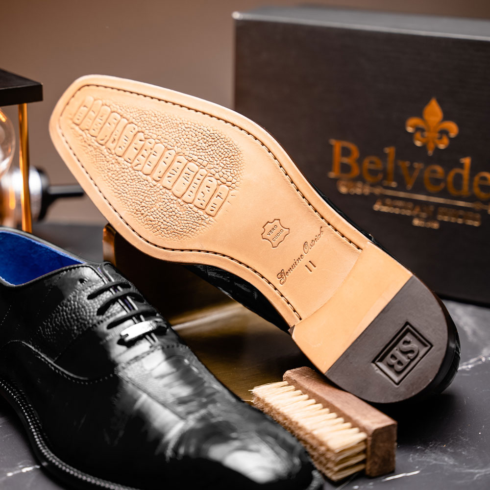 Belvedere Mare Ostrich & Eel Cap Toe Oxfords, Dress Shoes
