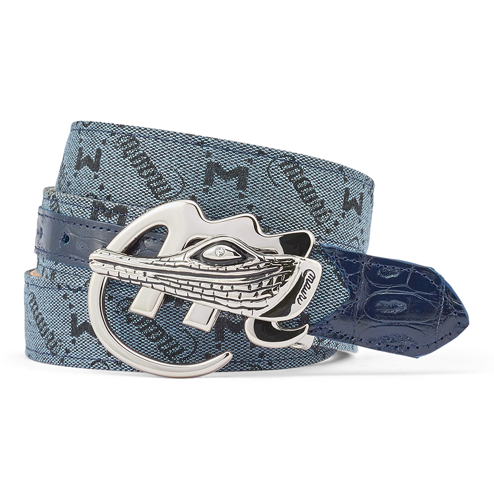 Mauri 0100/35 Baby Croc & Mauri Fabric Belt W Blue Image