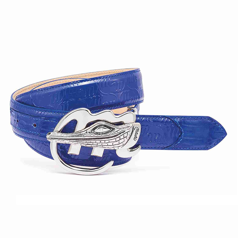 Mauri 0100 35 Baby Crocodile / Patent Embossed Belt Royal Blue Image