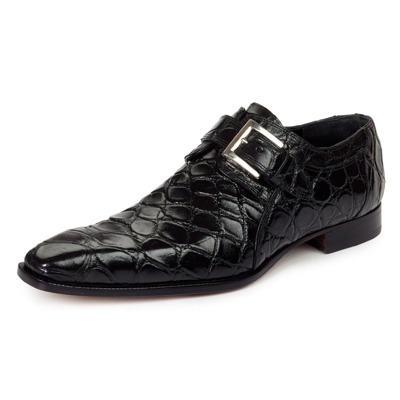 Mauri 1032 Saga Alligator Monk Strap Shoes Black (Special Order) Image