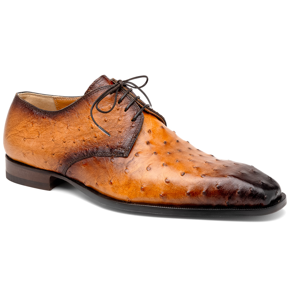 Mauri 1056/2 Dillinger Ostrich Derby Shoes Light Rust / Dirty Gold Image