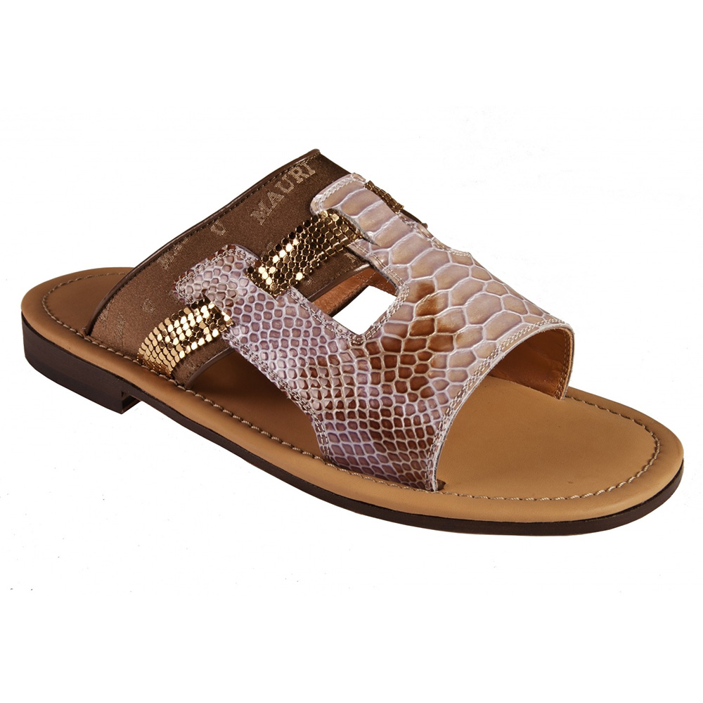 Mauri 1415 Fabric Malabo / Fabric Mauri Satin Sandals Violet / Brown (Special Order) Image