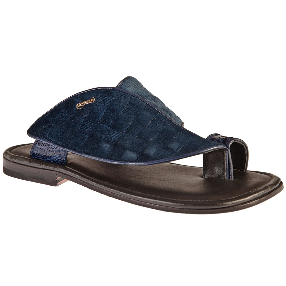 Mauri 1951/8 Ostrich Leg / Velvet Sandals Blue (Special Order) Image