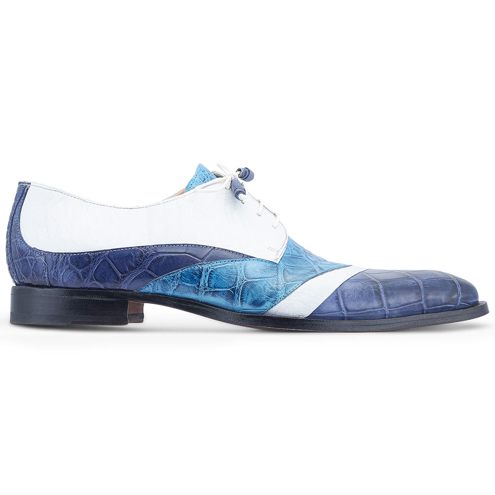 Mauri 3064 Swag Alligator / Ostrich Leg Shoes Caribbean Blue / White / Azure Image