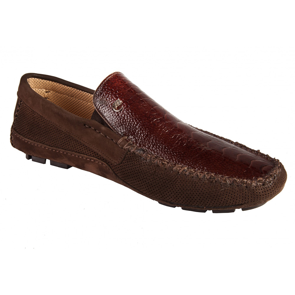 Mauri 3519 Nubuk Perforated / Ostrich Leg Moccasin Sport Rust (Special Order) Image