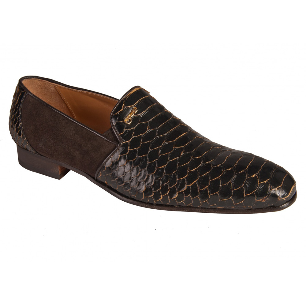 Mauri 4586/2 Python / Suede Loafers Cognac / Testa Di Moro (Special Order) Image