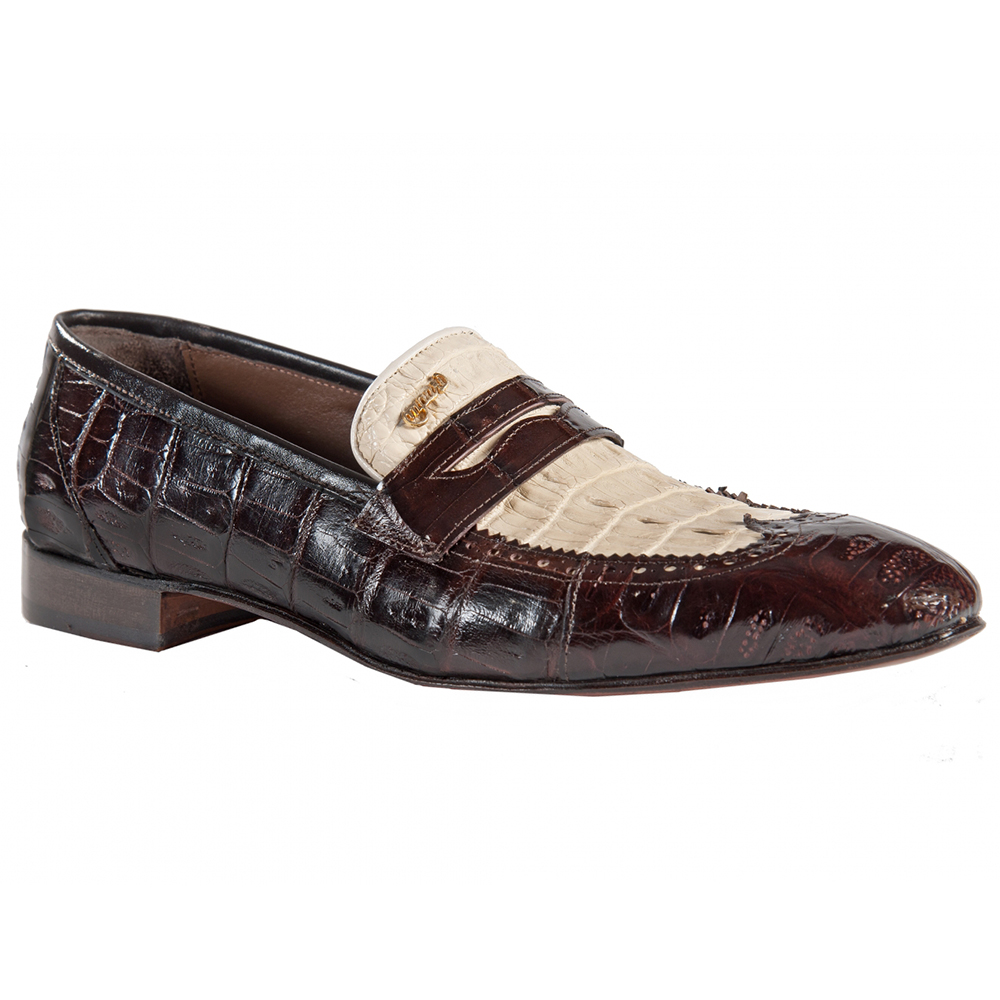 Mauri 4723/1 Baby Crocodile / Hornback / Calfskin Shoes Testa Di Moro / Cream (Special Order) Image