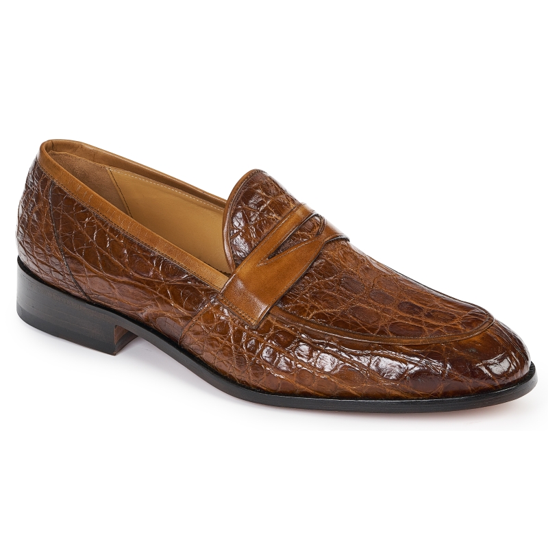Mauri 4862 Crocodile Penny Loafers Brandy (Special Order) Image