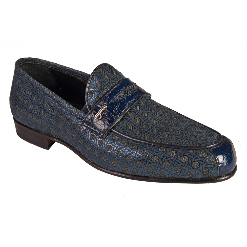 Mauri 4889/1 Alligator / Fabric Cactus Loafers Blue (Special Order) Image
