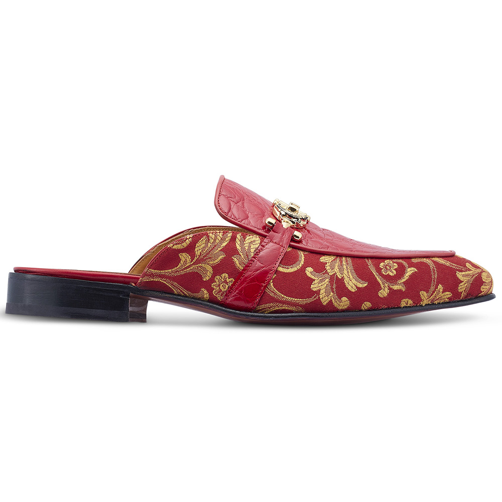 Mauri 4976 Bermuda Gobelins Fabric & Alligator Half Shoes Red Image
