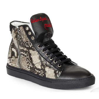 Mauri 6131 Spire Embossed Python & Nappa Hi Top Sneakers Black / Gray (Special Order) Image