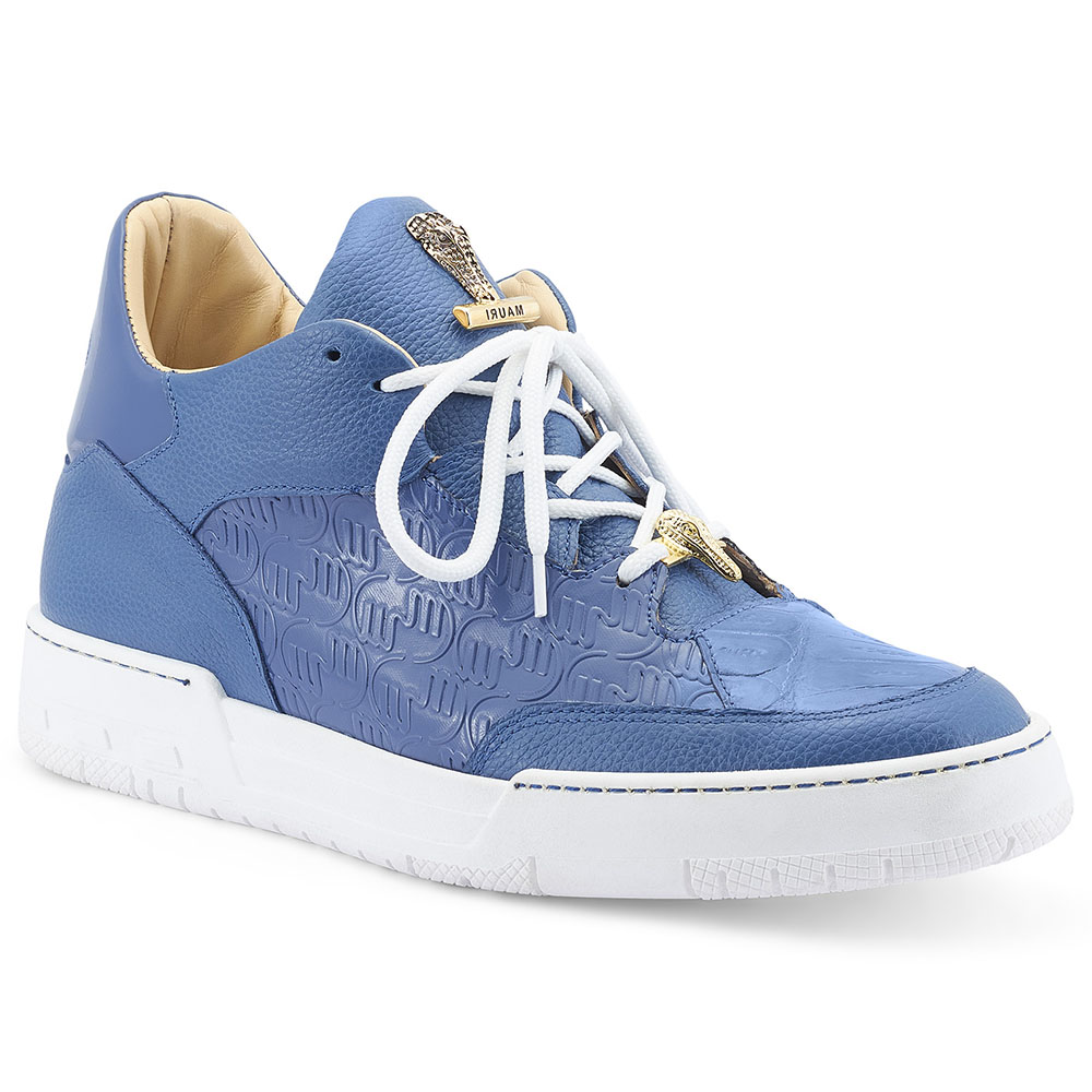 Mauri 8423 Ghost Calfskin and Patent Sneakers Caribbean Blue Image