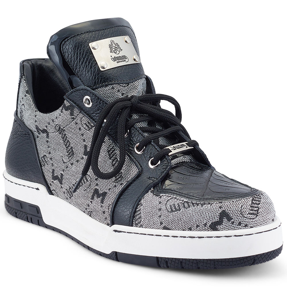 Mauri 8440/1 Fabric / Calfskin / Baby Crocodile Sneakers Black / Grey Image