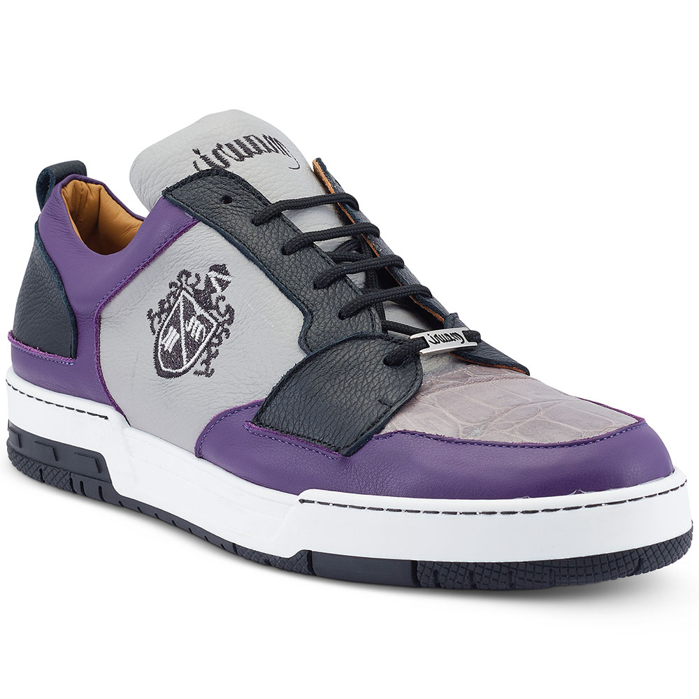 Mauri 8461 Calfskin / Baby Crocodile Sneakers Purple / Light Grey / Black Image