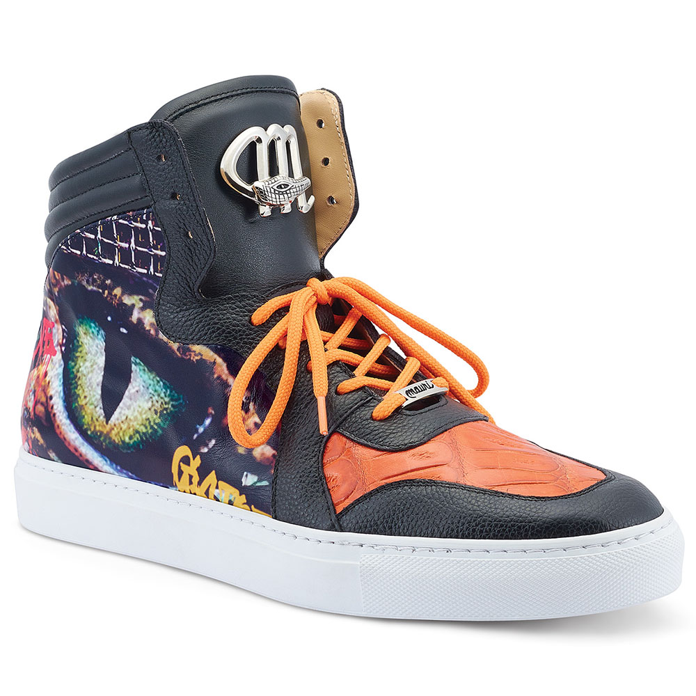 Mauri 8466/1 Vision Baby Croc / Calfskin Sneakers Black / Orange Image