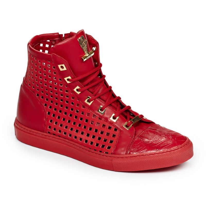 Mauri 8513 Baby Crocodile & Nappa Sneakers Red (Special Order) Image