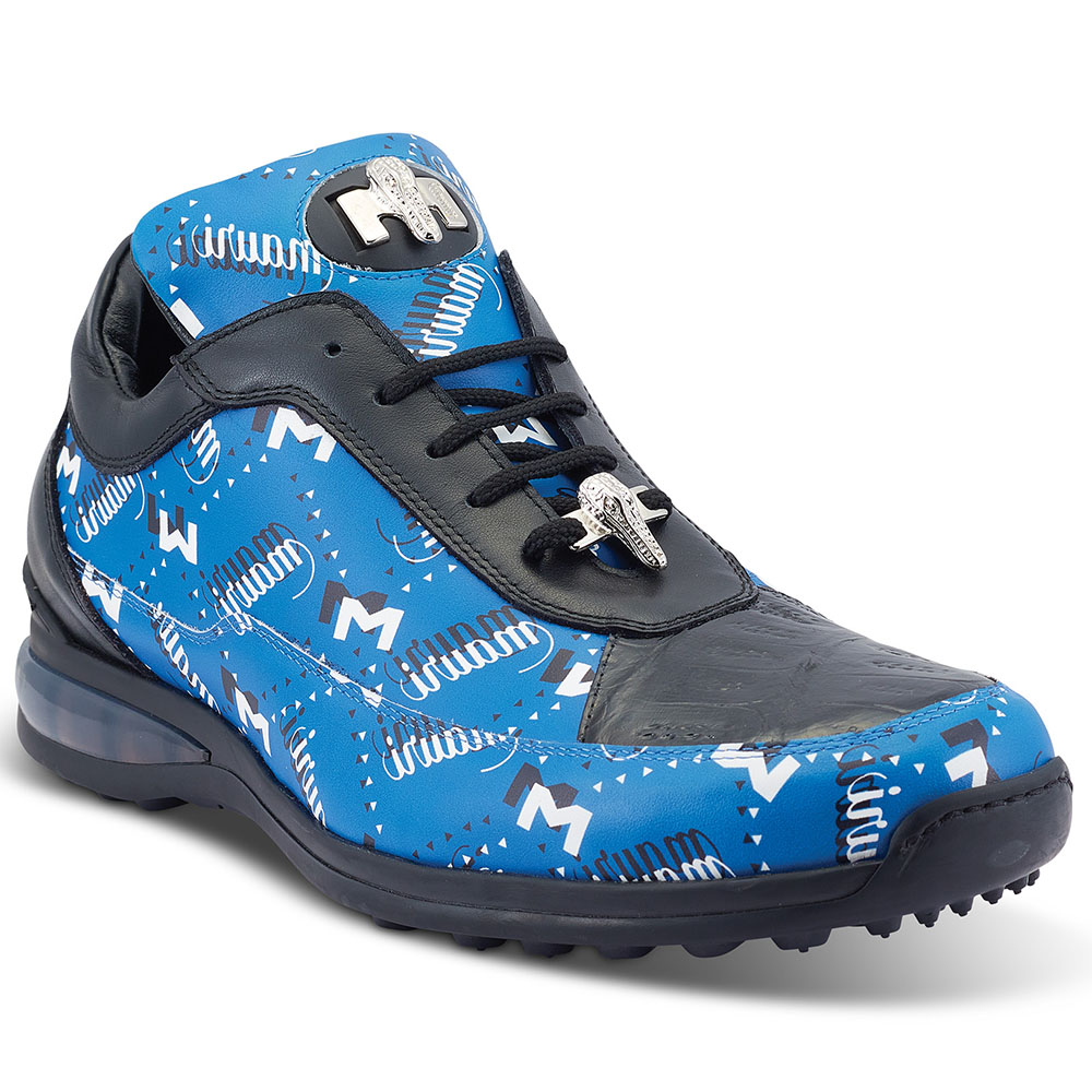Mauri 8900/2 Calfskin / Baby Croco Sneakers Blue / Black / White Image