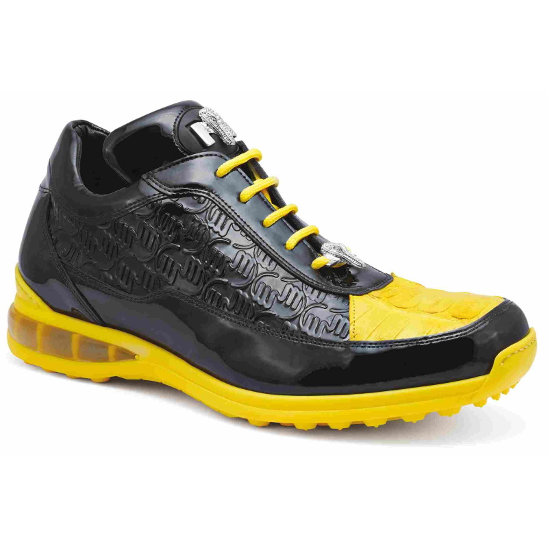 Mauri Crocodile & Embossed Sneakers Black/Yellow Size 8 Image