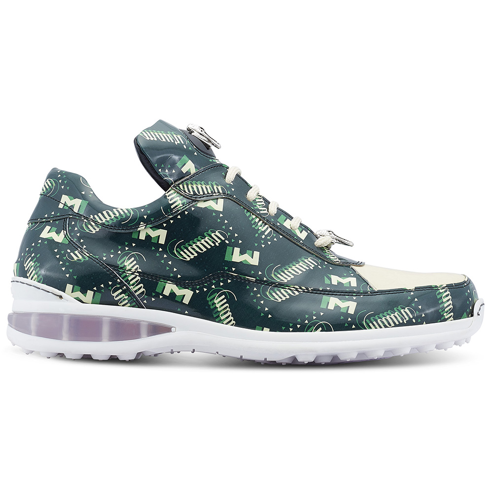 Mauri 8900/2 Tag Calfskin / Baby Crocodile Sneakers M Shade Print Green / Cream Image