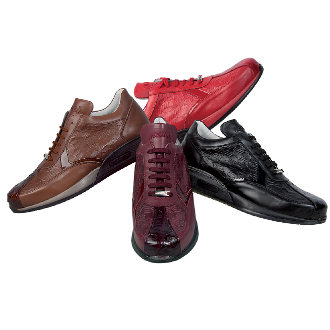 Mauri M770 Cherry Nappa & Baby Crocodile Sneakers (Special Order) Image