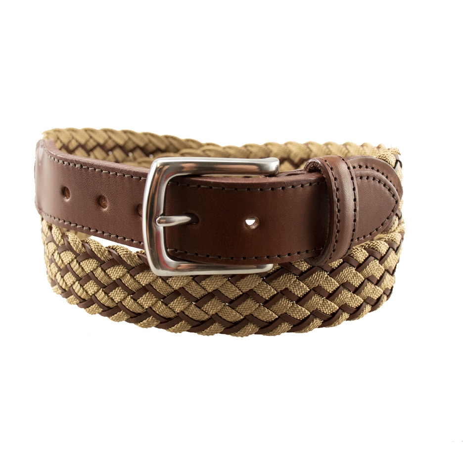 TB Phelps Maxwell Braided Leather Belt Brown / Tan Image