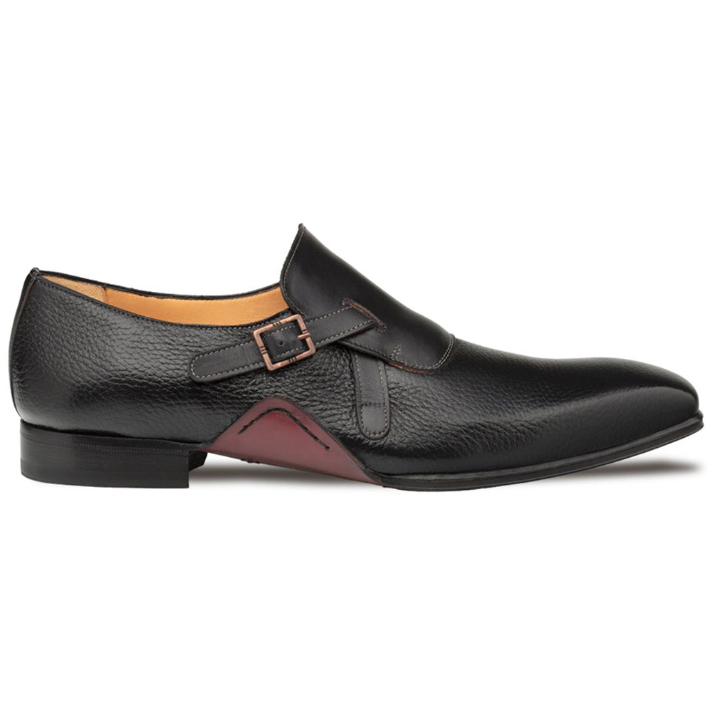 Mezlan Aceto Deerskin / Leather Strap Slip-on Shoes Black (20848) Image