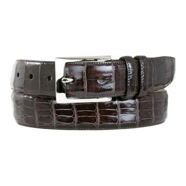 Mezlan Genuine Crocodile Belt Dark Brown | MensDesignerShoe.com